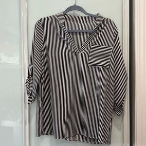 Black and white stripe blouse